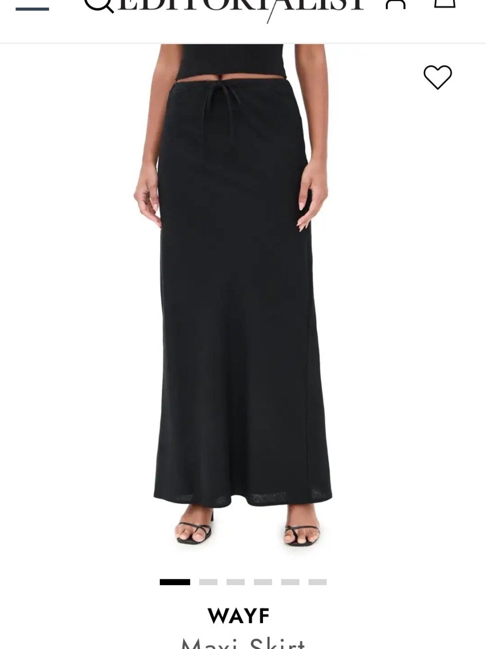 WAYF Black Linen Maxi Skirt: minimalist - Picture 2 of 8